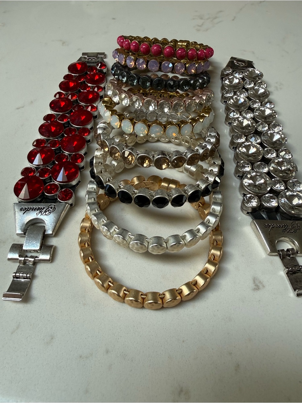 Stackable Multi-Color Crystal Stretch Bracelet Set by